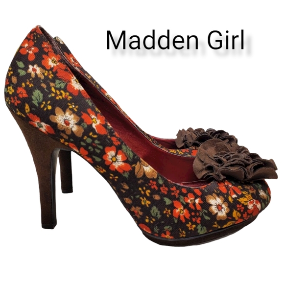 Salza Brown Orange Floral High Heels 